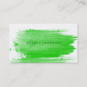 Watercolor Elegant Simple Splatter Green Nature Business Card