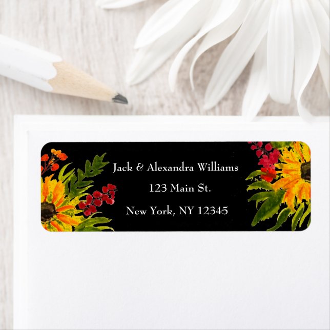 Watercolor Elegant Sunflower Rustic Fall Black (Insitu)