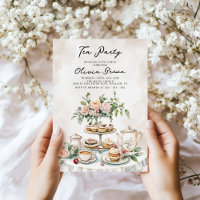 Watercolor Elegant Tea Party Birthday