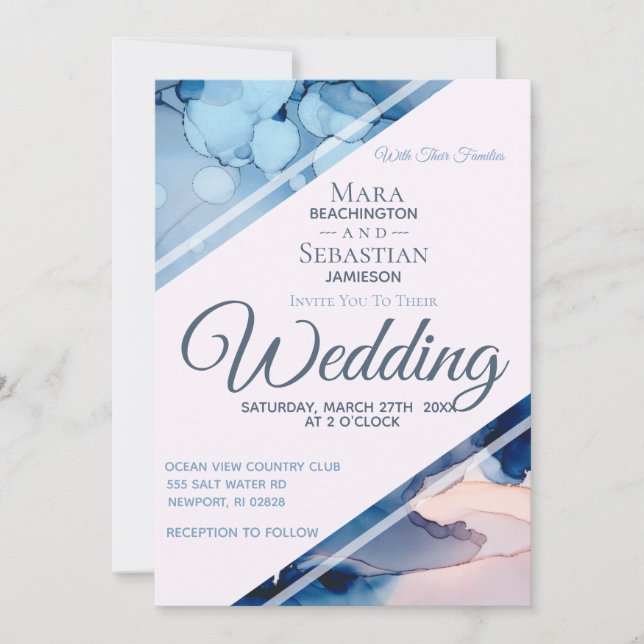 *~* Watercolor Elegant Trendy Watercolor Wedding Invitation (Front)