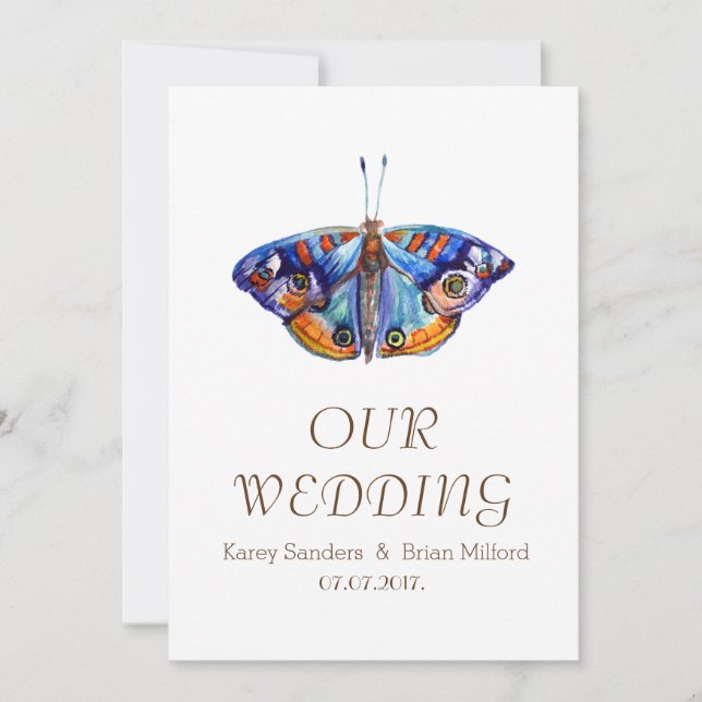 Watercolor , Elegant Wedding Invitation (Front)