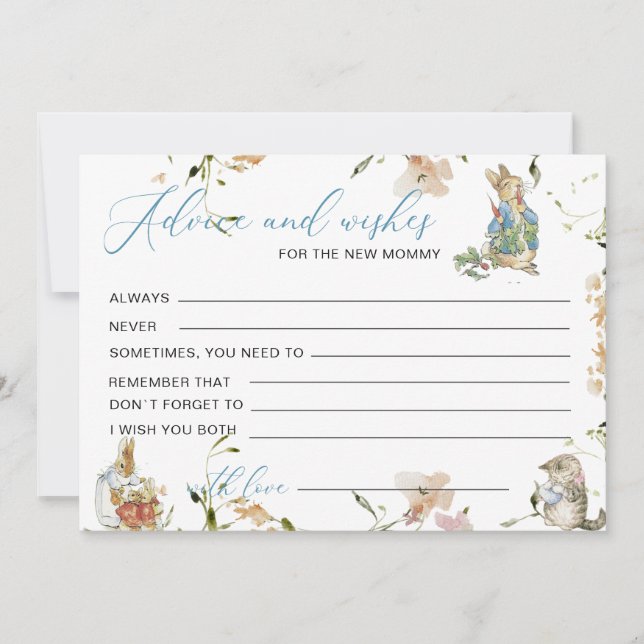 Watercolor Elegant wildflowerPeter Rabbit baby sho Invitation (Front)