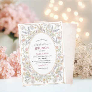 Watercolor Elegant Wildflowers graduatioInvitation Invitation