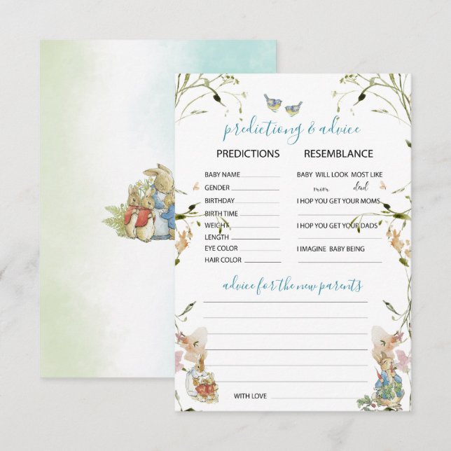 Watercolor Elegant Wildflowers Peter Rabbit  Predi Invitation (Front/Back)