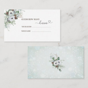 Watercolor Elegant Winter Anemones flowers bridal Enclosure Card