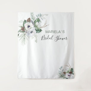 Watercolor Elegant Winter Anemones flowers bridal Tapestry