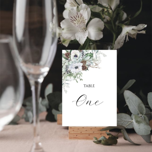 Watercolor Elegant Winter Anemones Flowers Table N Number (Creator Uploaded)