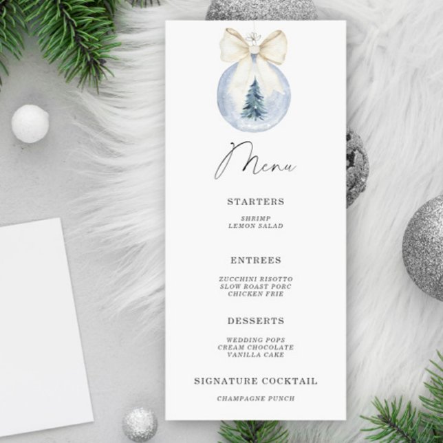 Watercolor elegant winter bow ball menu (Creator Uploaded)