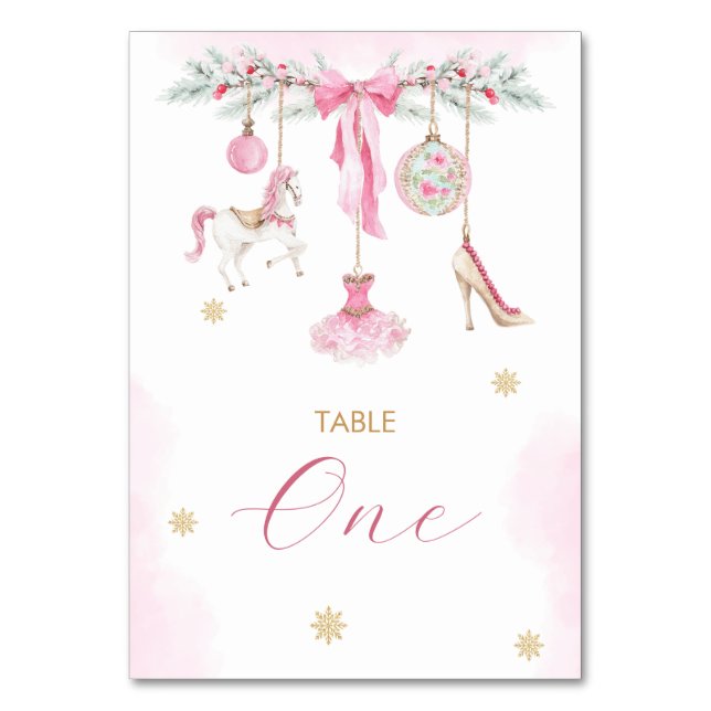 Watercolor Elegant Winter Nutcracker ballet Christ Table Number (Front)
