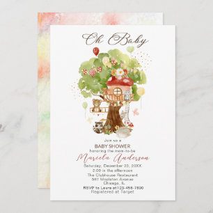 Watercolor Elegant Woodland Party Baby Shower Invitation