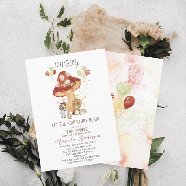 Watercolor Elegant Woodland Party Baby Shower Invitation (Creator Uploaded)