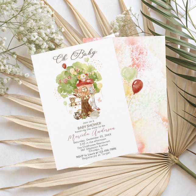 Watercolor Elegant Woodland Party Baby Shower Invitation (Creator Uploaded)