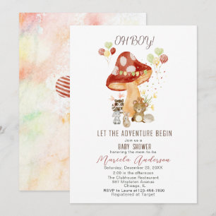 Watercolor Elegant Woodland Party Baby Shower Invitation