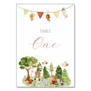 Watercolor Elegant Woodland party Table Number