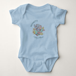 Watercolor Elephant Airplane Baby Shower Bodysuit