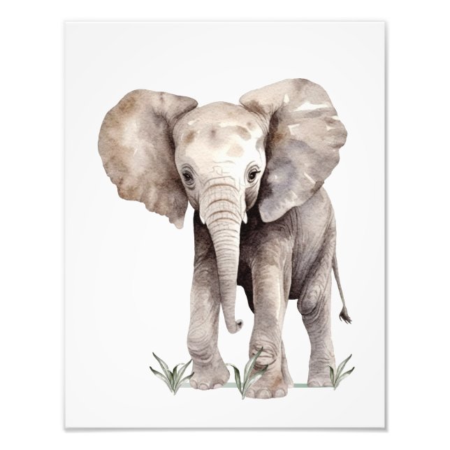 watercolor elephant artwork photo print (Front)
