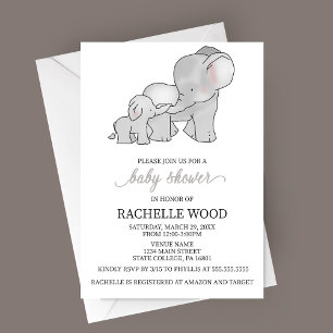 Watercolor Elephant Baby Shower Invitation
