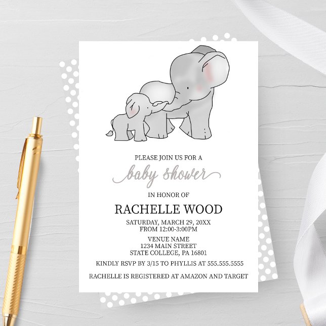 Watercolor Elephant Baby Shower Invitation (Creator Uploaded)