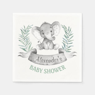 Watercolor Elephant Baby Shower Napkin