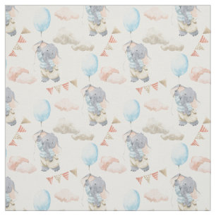 Watercolor Elephant Balloon Nursery Child Print Fabric