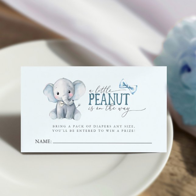 Watercolor Elephant Blue Bowtie Diaper Raffle Card (Watercolor Elephant Blue Bowtie Diaper Raffle Card)