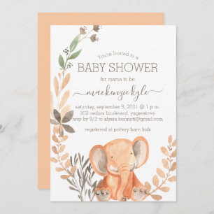 Watercolor Elephant Boho Safari Baby Shower