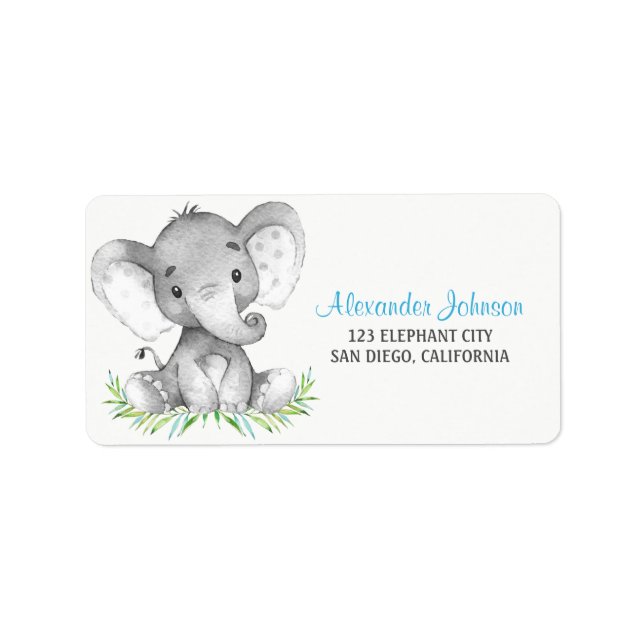 Watercolor Elephant Boy Label (Front)