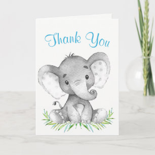 Watercolor Elephant Boy Thank You Card