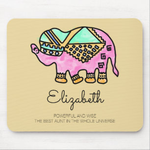 Watercolor elephant colourful modern personalised  mouse pad