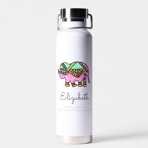Watercolor elephant colourful modern personalised  water bottle