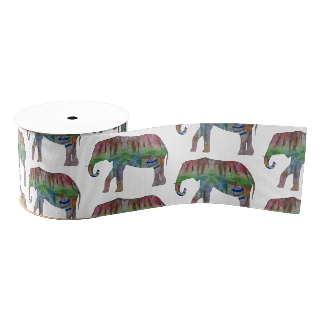 Watercolor Elephant Grosgrain Ribbon (Spool)