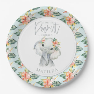 Watercolor elephant little peanut birthday party paper plate