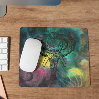 Watercolor Elephant Meditation Mouse Pad