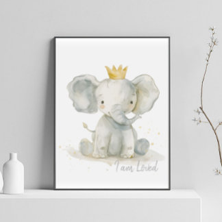 Watercolor elephant nursery wall art