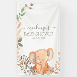 Watercolor Elephant Safari Baby Shower Banner
