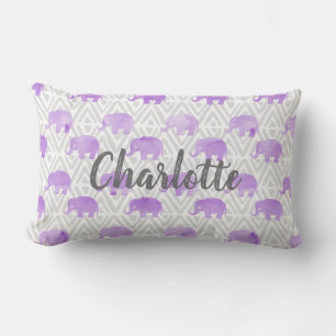 Watercolor Elephant Shibori Primitive Chevron Lumbar Cushion