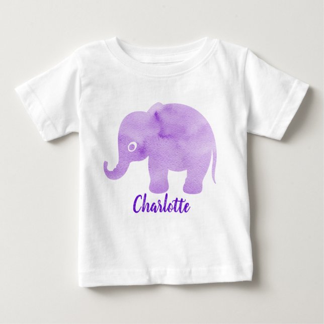 Watercolor Elephant Spot Print Customisable Baby T-Shirt (Front)