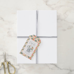 Watercolor elephant thank you birthday party gift tags