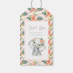Watercolor elephant thank you birthday party gift tags