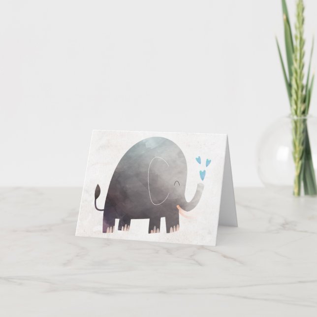 Watercolor Elephant Thank You Note Cards (Front)