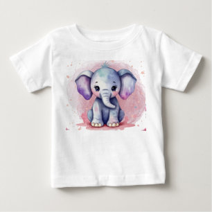 Watercolor Elephant with modern elegance print  Baby T-Shirt