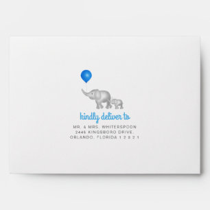 Watercolor Elephants Dots Pattern Baby Boy Shower Envelope