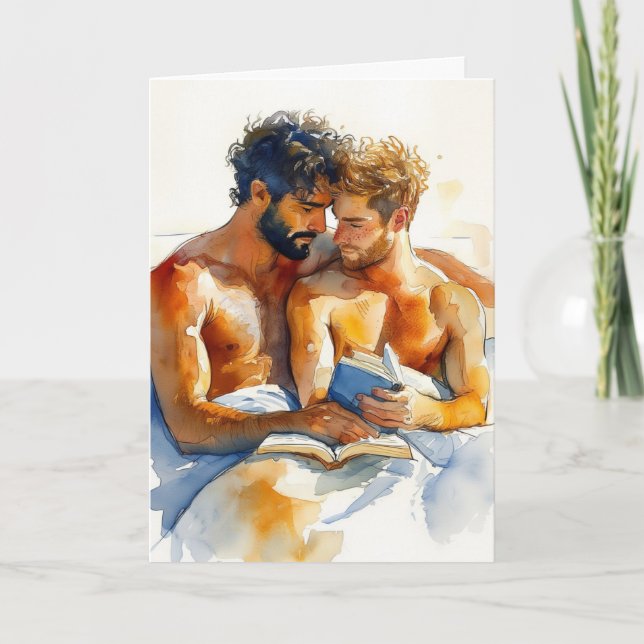 Watercolor Embrace with Book Card (Front)