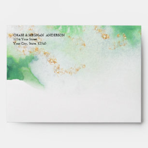 Watercolor Emerald Gold Geode JustCards™ Envelope