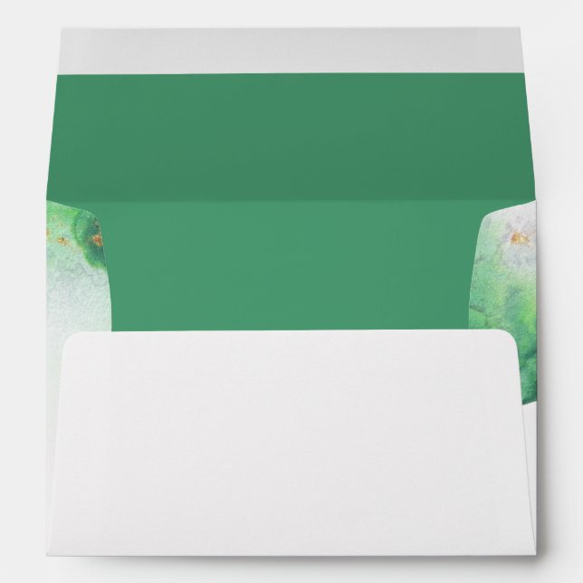Watercolor Emerald Gold Geode JustCards™ Envelope (Back (Bottom))