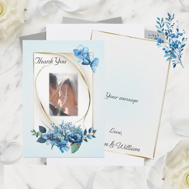 Watercolor Emerly Floral Flat Thank You Card (Creator Uploaded)