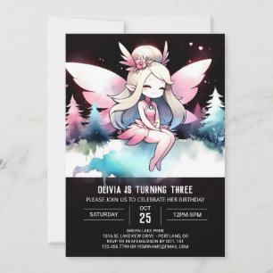 Watercolor Enchanted Fairy Birthday Invitation