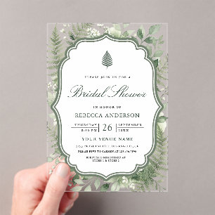 Watercolor Enchanted Forest Bridal Shower Acrylic Invitations