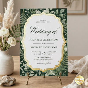 Watercolor Enchanted Forest QR Code Wedding Gold