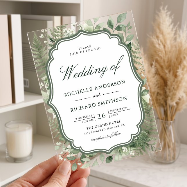 Watercolor Enchanted Forest Wedding Acrylic Invitations (Creator Uploaded)